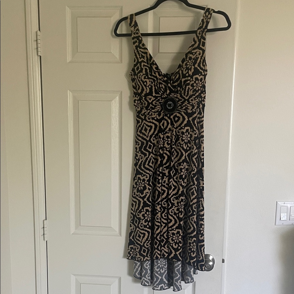 Enfocus Studio Black and Cream High Low Dress